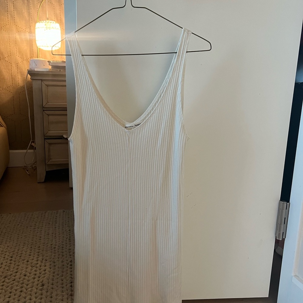 Reformation Cream Ribbed Knit Dress